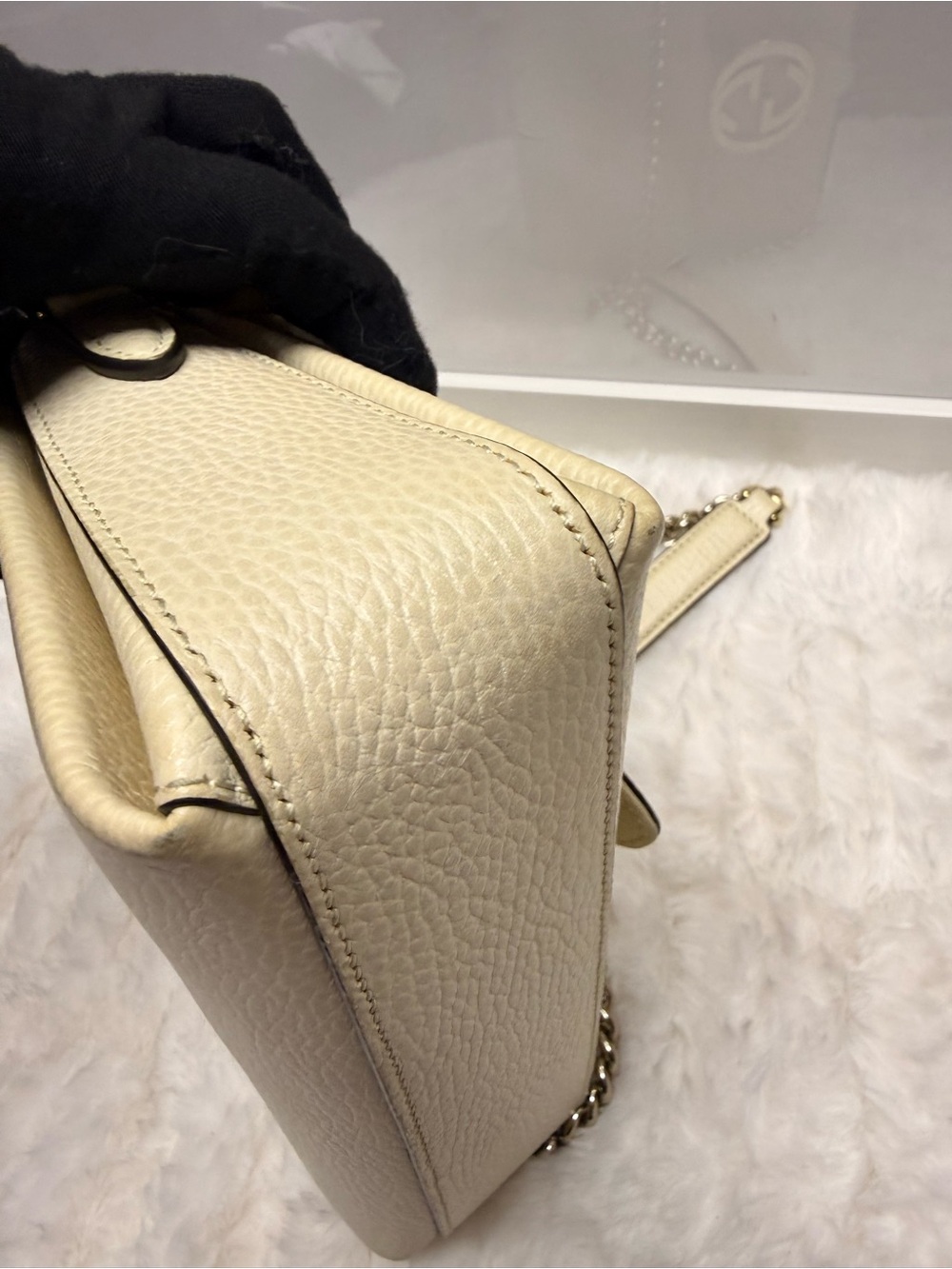 GUCCI-607720 493075 Interlocking G Beige Leather Crosbbody - Picture 13 of 15